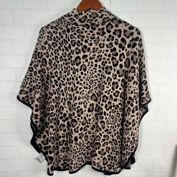 Jones New York Womens Full Zip Poncho size Small/Medium Leopard Print - Picture 9 of 13